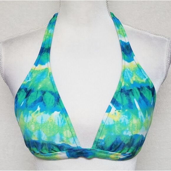 VINTAGE Surf Side Blue Tie-Dye Halter Bikini - Picture 3 of 14